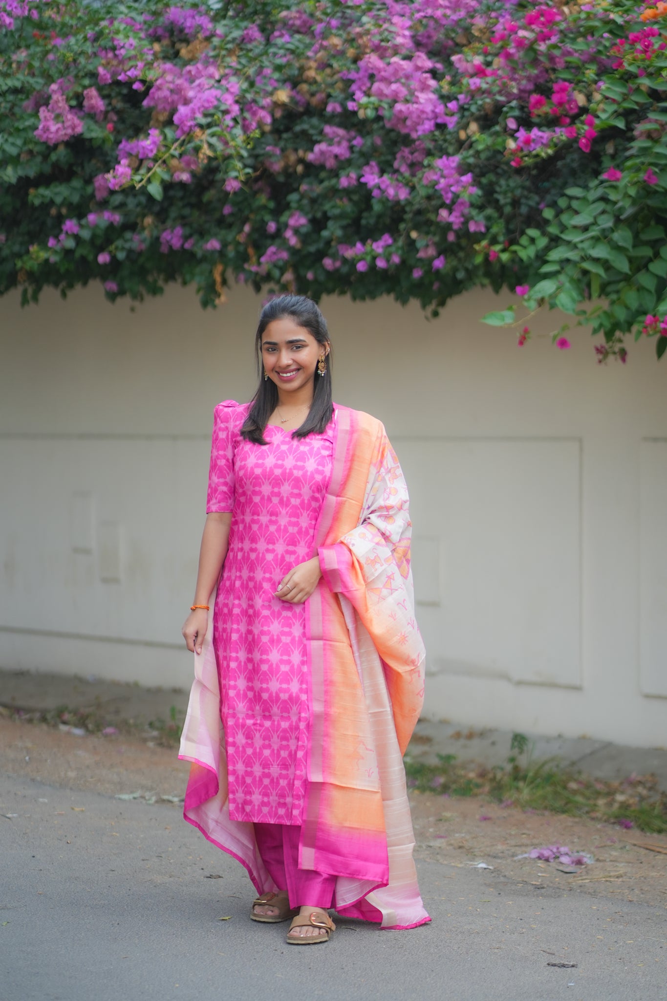 AA167 Barbie Pink kollam Silk 3 pc Set