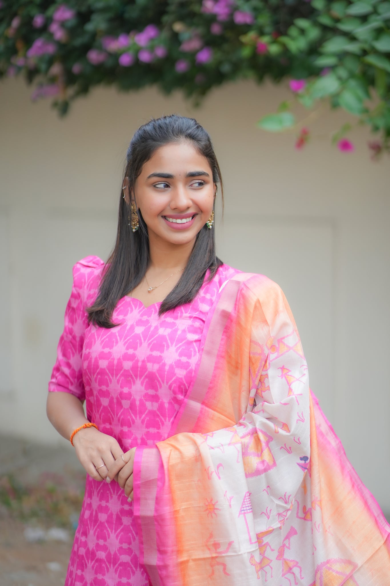 AA167 Barbie Pink kollam Silk 3 pc Set