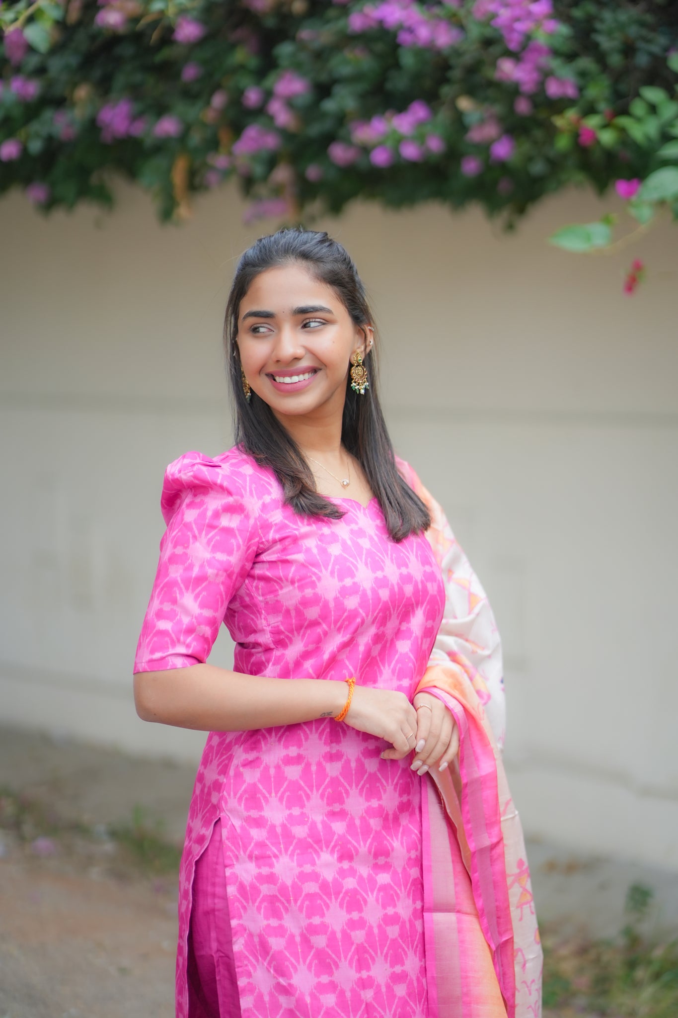 AA167 Barbie Pink kollam Silk 3 pc Set