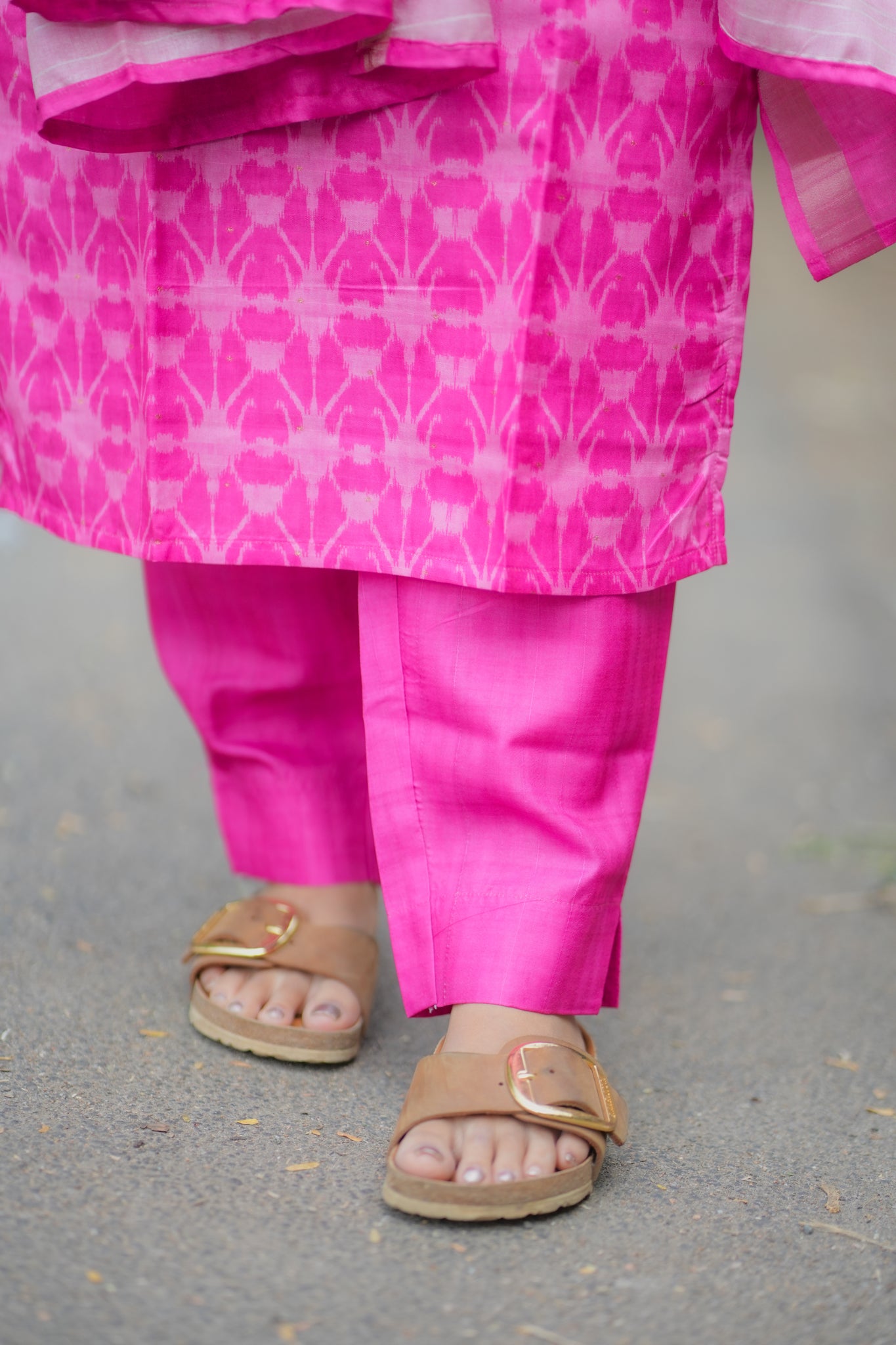 AA167 Barbie Pink kollam Silk 3 pc Set