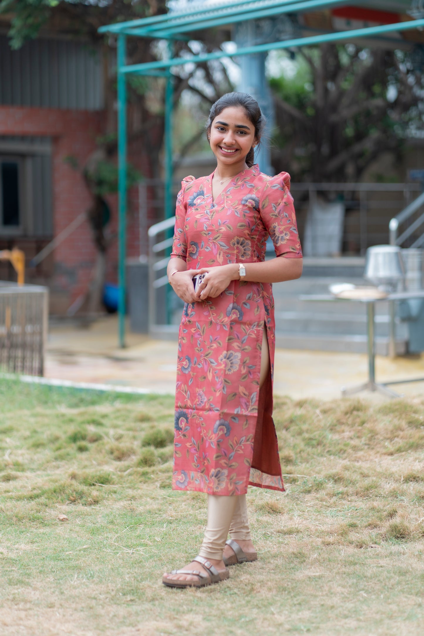 Floral Tissue Silk Kurti