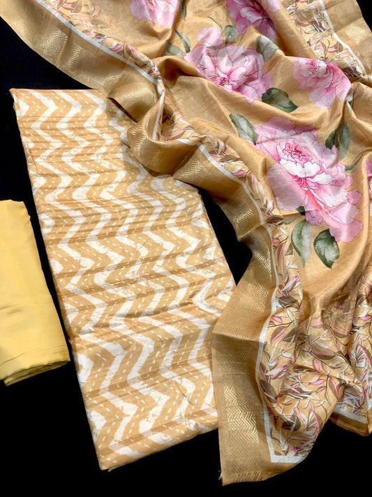 Tussar Silk ZigZag Salwar Material