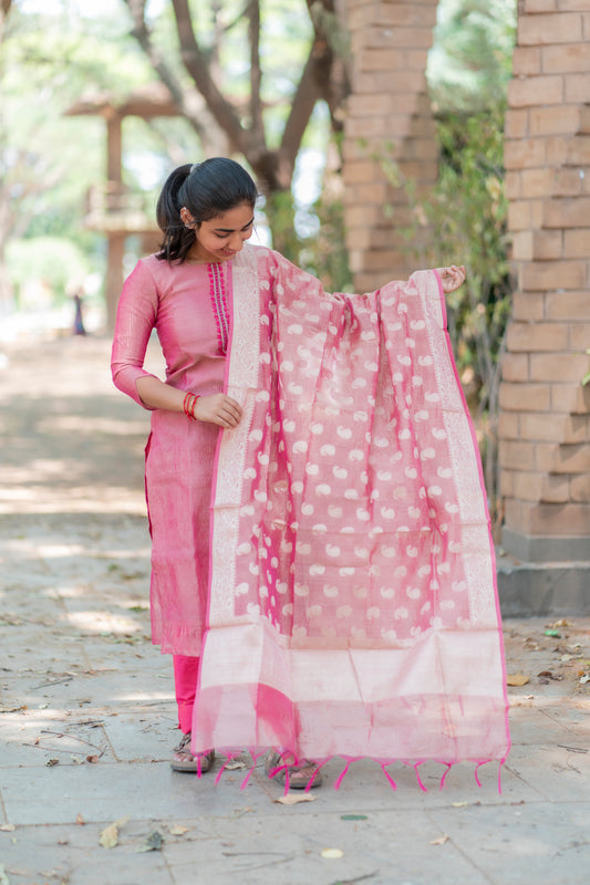 Pink Crush Silk 3pc Salwar Suit