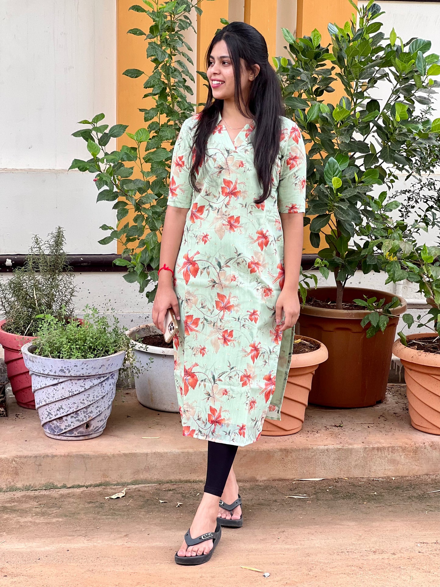 Green Chanderi Silk Kurti