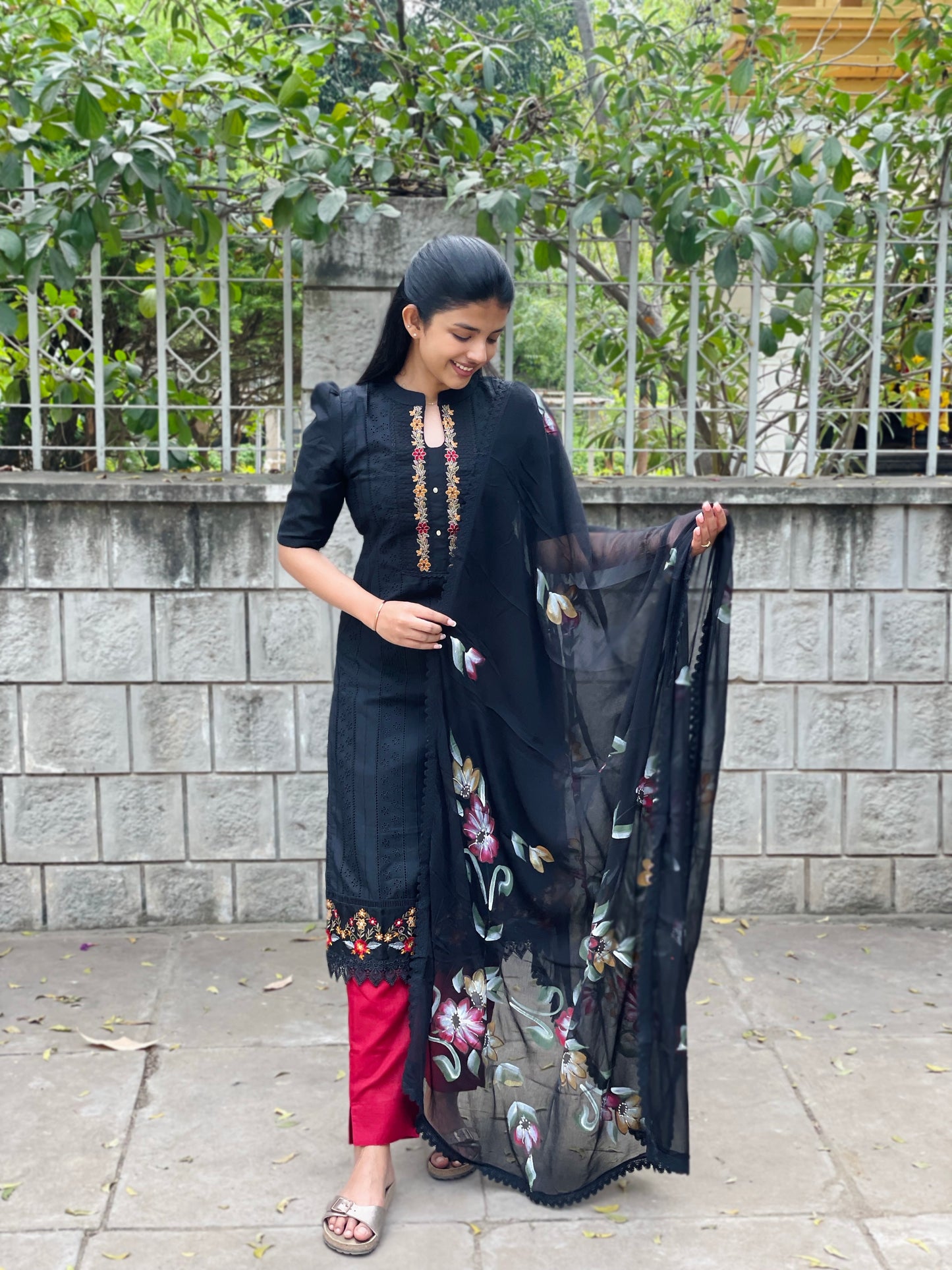 Stunning Black 3 piece Cotton Salwar Set